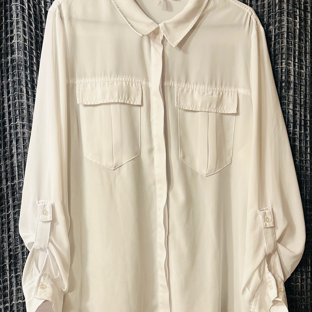 Cato Cream Button Down Shirt with Peter Pan Collar